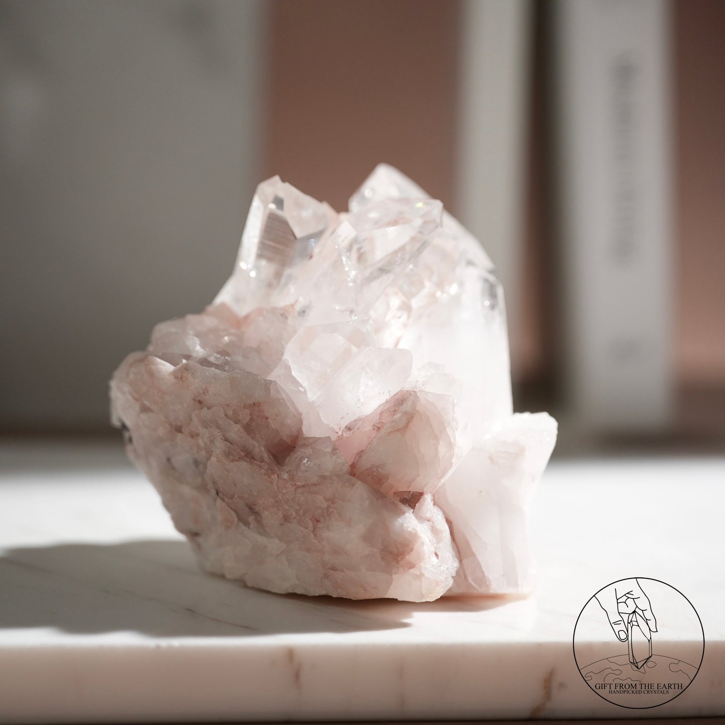 Colombian pink lemurian quartz cluster