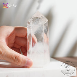 藍針白水晶柱