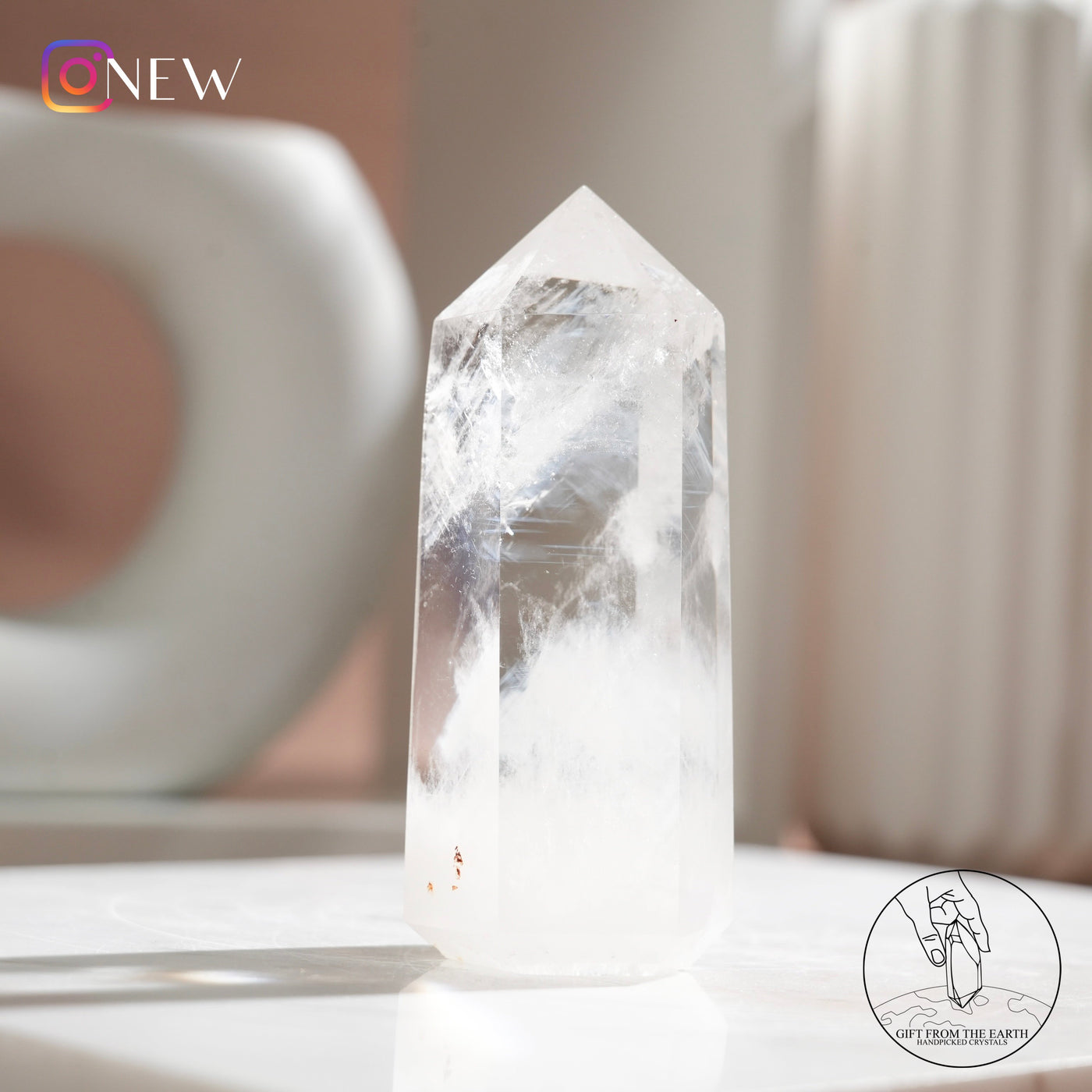 藍針白水晶柱