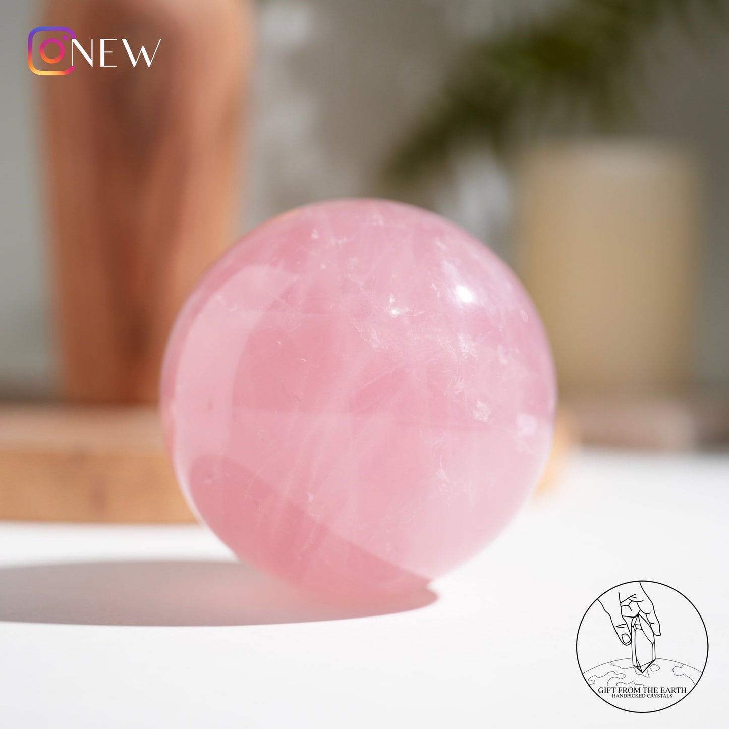 Mozambique starry rose quartz sphere