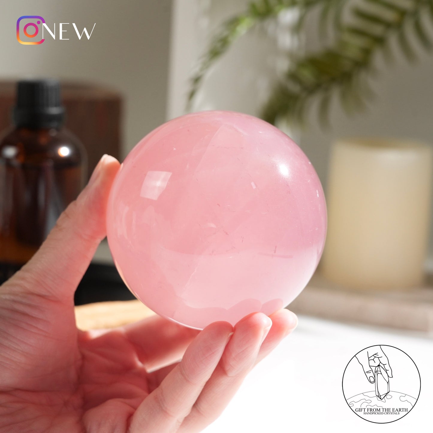 Mozambique starry rose quartz sphere