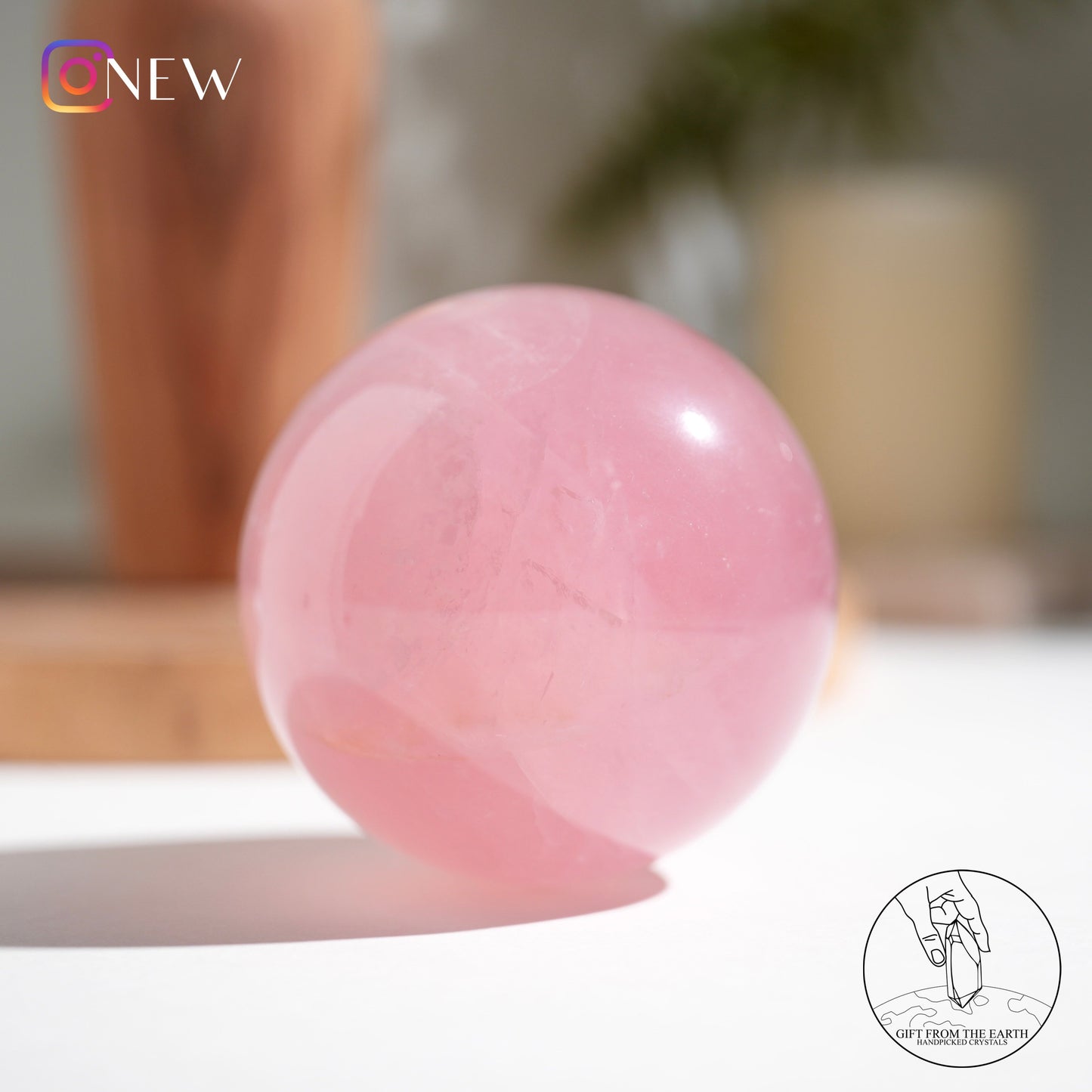 Mozambique starry rose quartz sphere