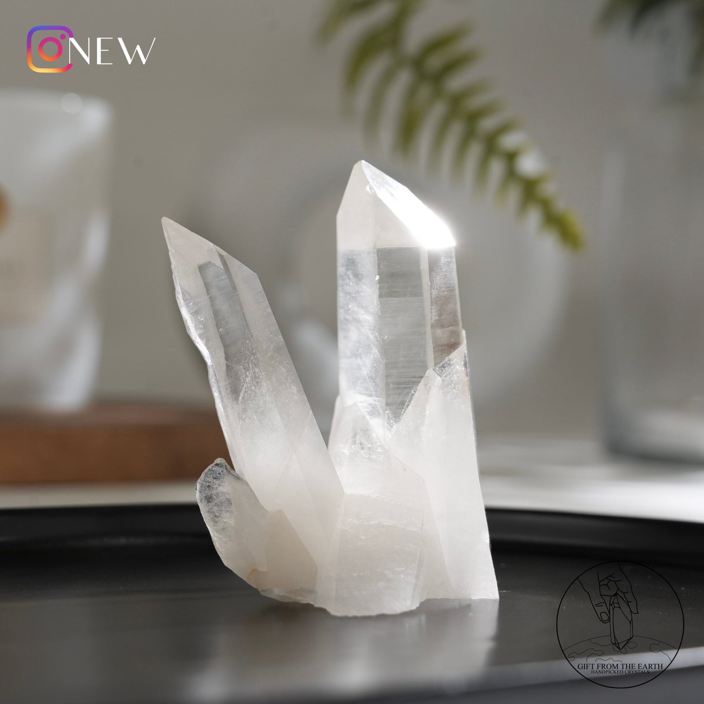 Brazilian blue needle lemurian quartz cluster