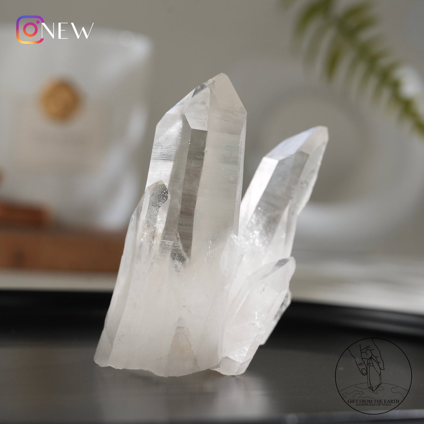 Brazilian blue needle lemurian quartz cluster