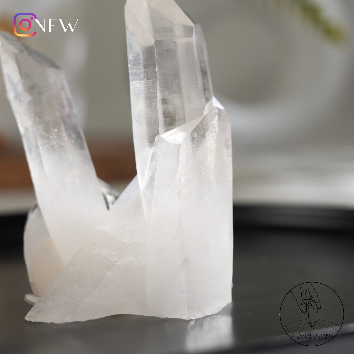 Brazilian blue needle lemurian quartz cluster