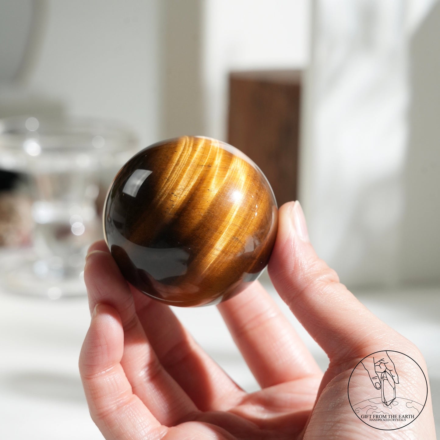 Yellow tiger's eye sphere