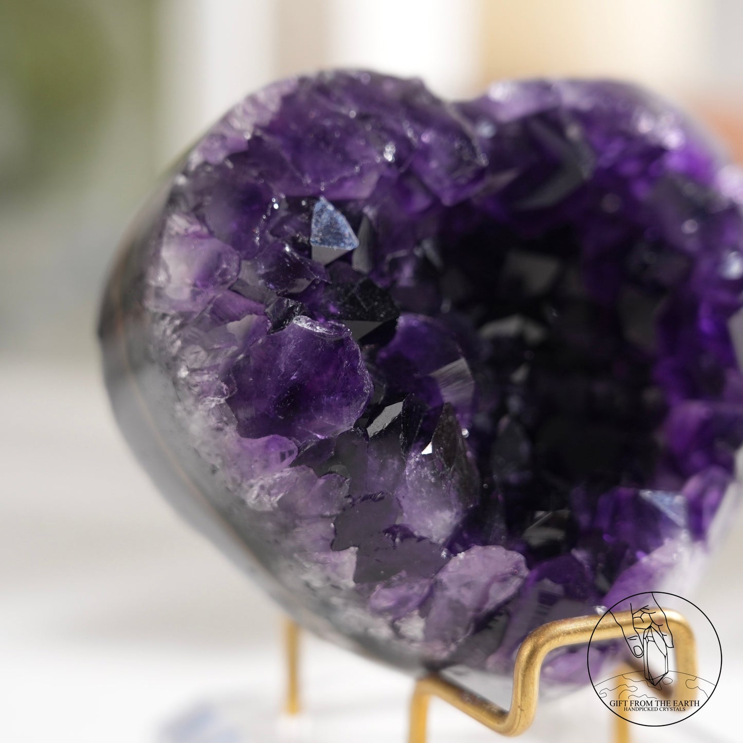 Heart-shaped amethyst cluster