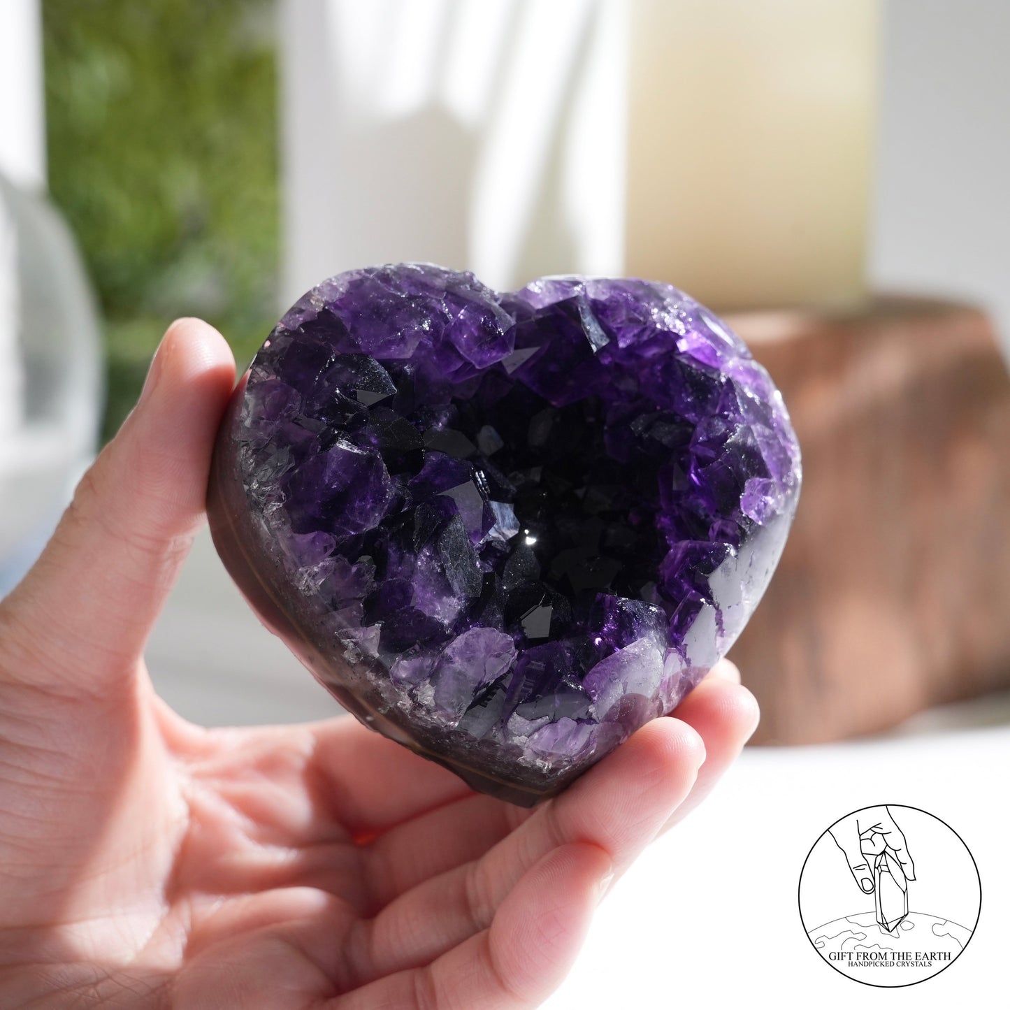 Heart-shaped amethyst cluster