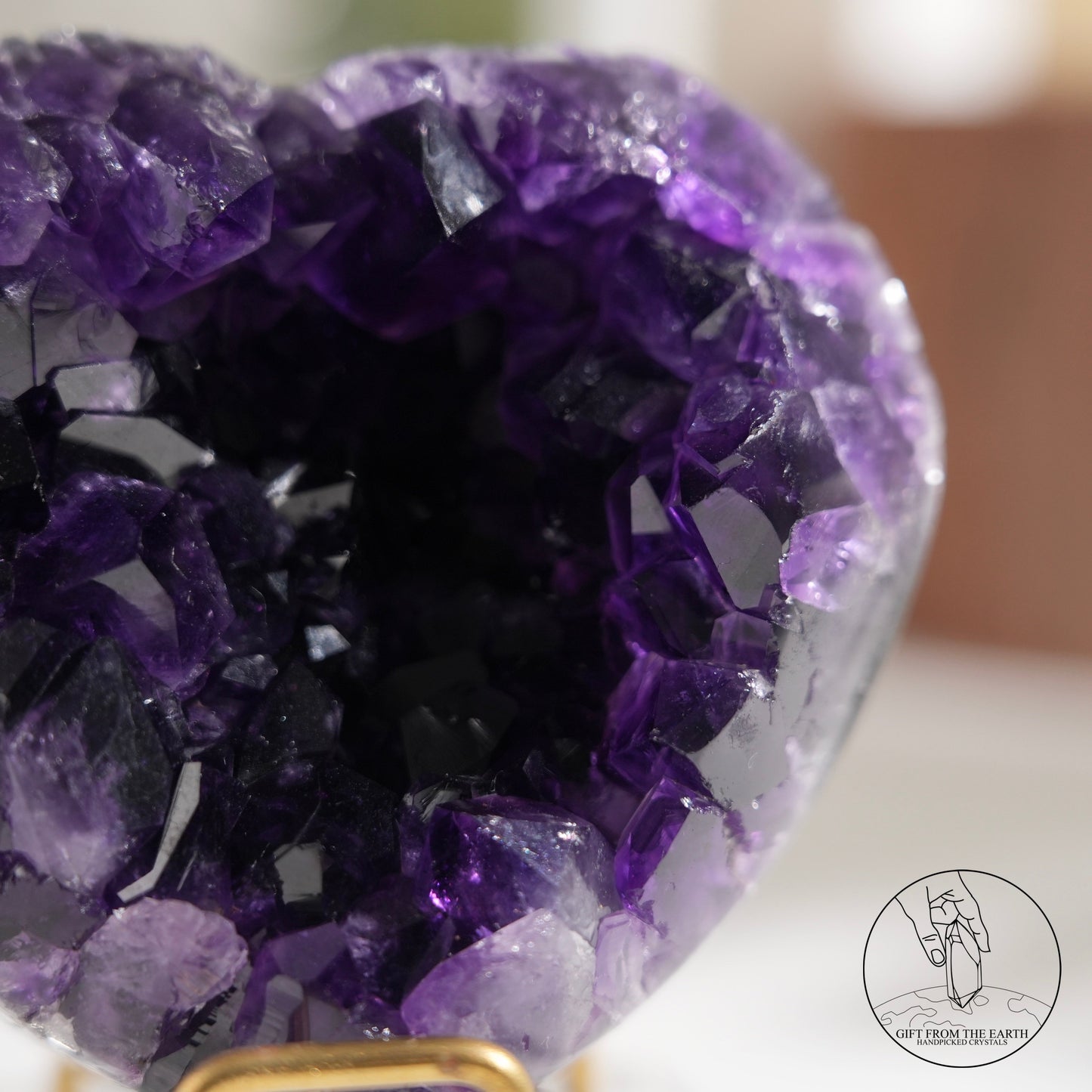 Heart-shaped amethyst cluster