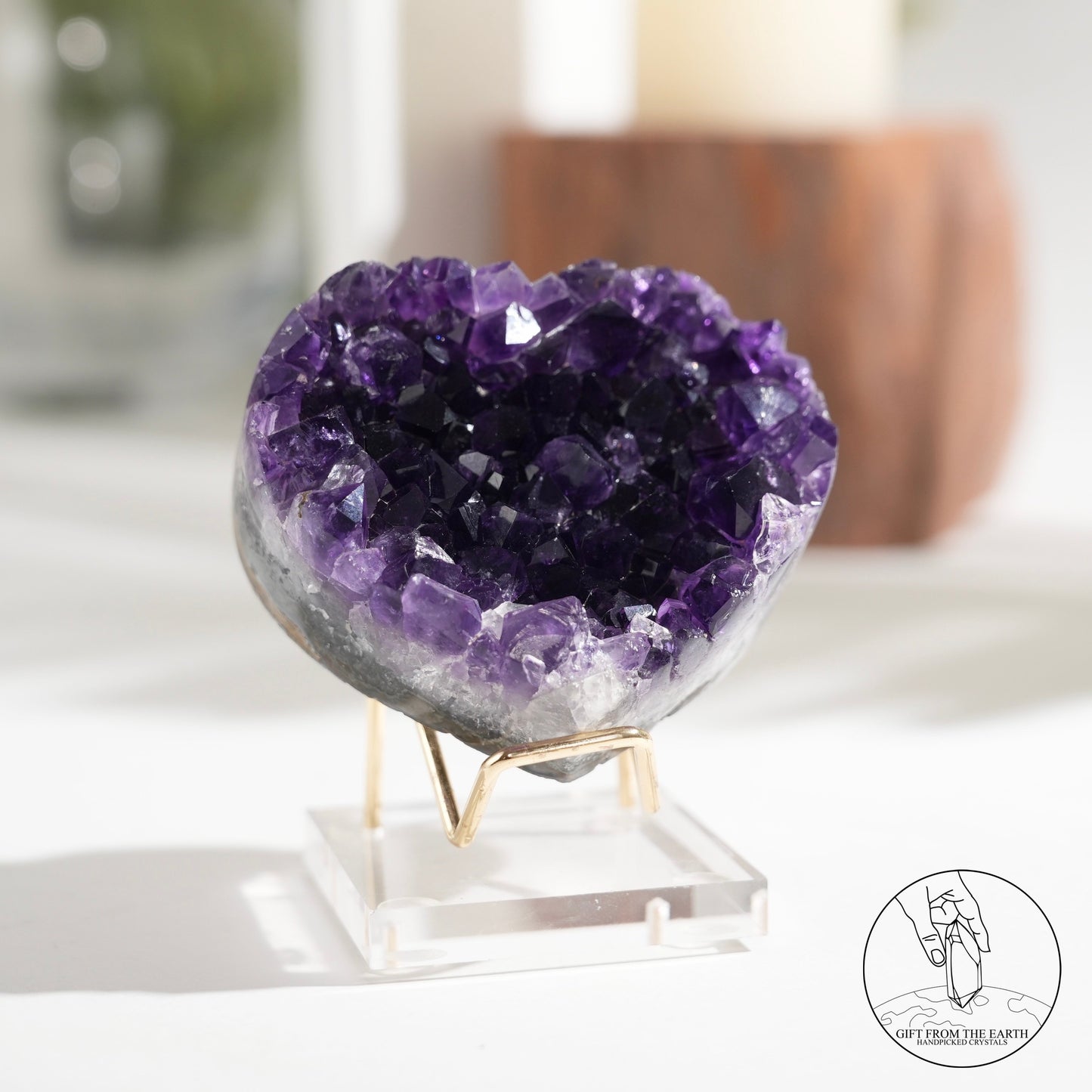 Heart-shaped amethyst cluster