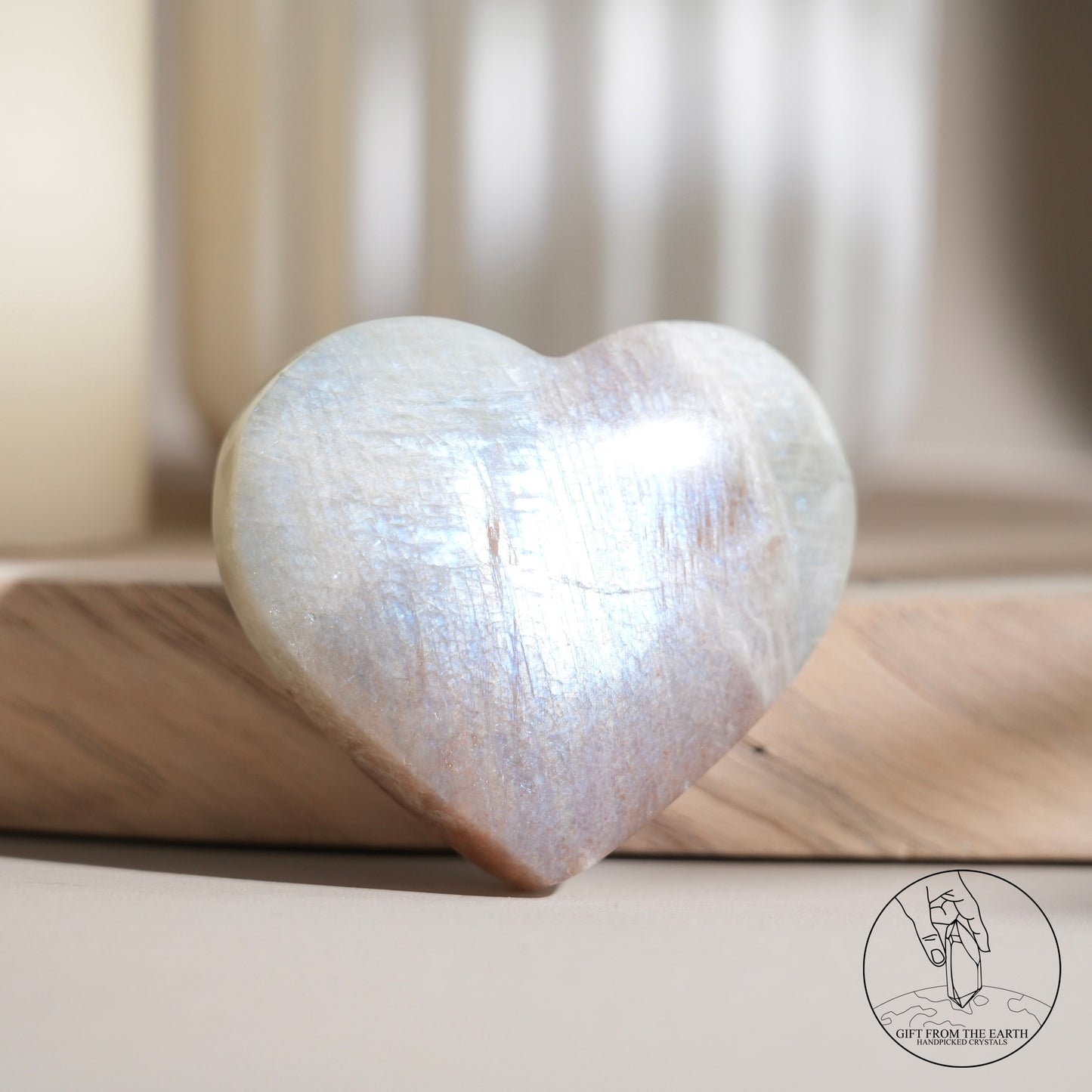 Sri Lankan green moonstone heart with sunstone