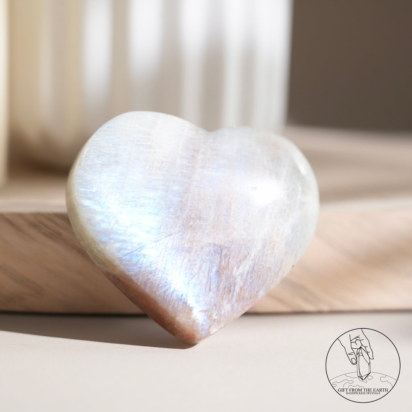 Sri Lankan green moonstone heart with sunstone