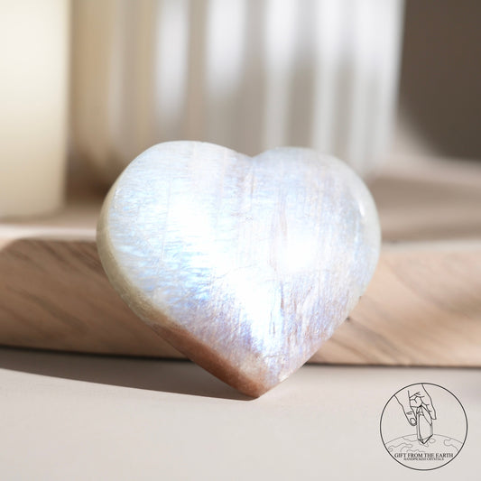 Sri Lankan green moonstone heart with sunstone