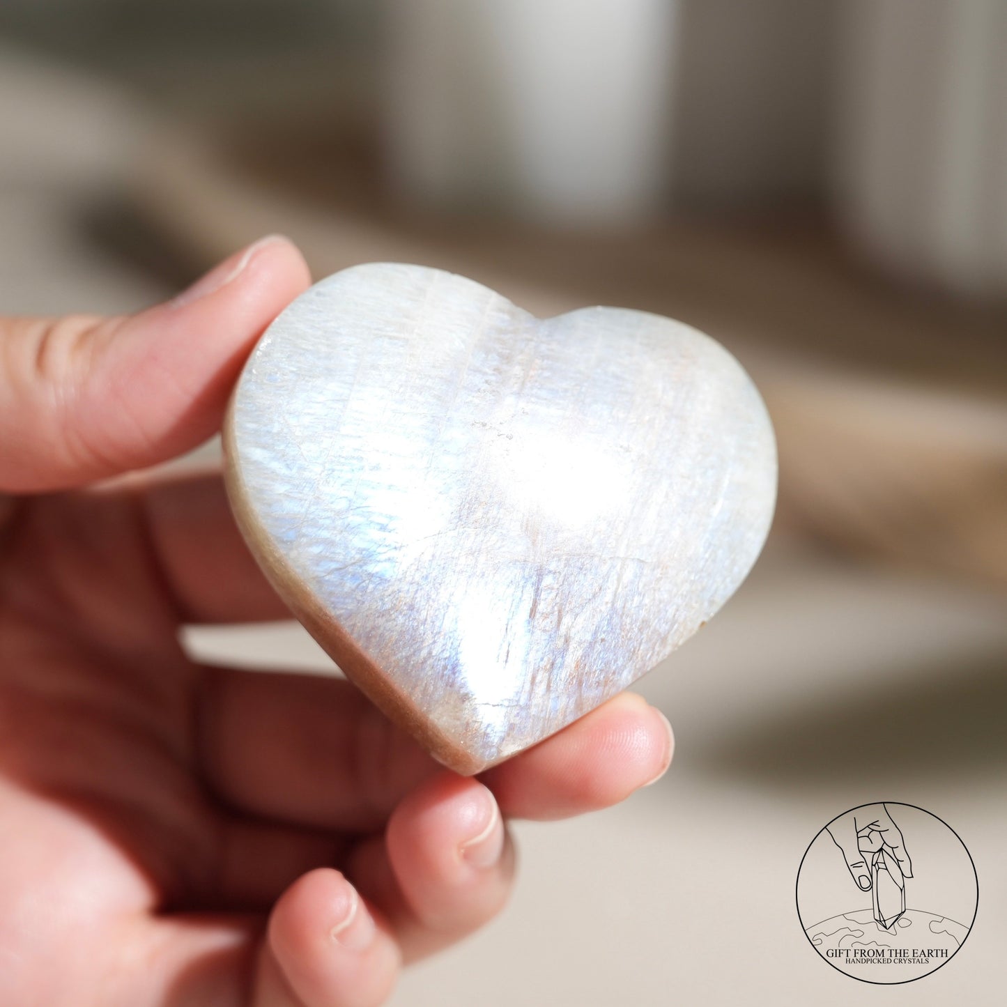 Sri Lankan green moonstone heart with sunstone