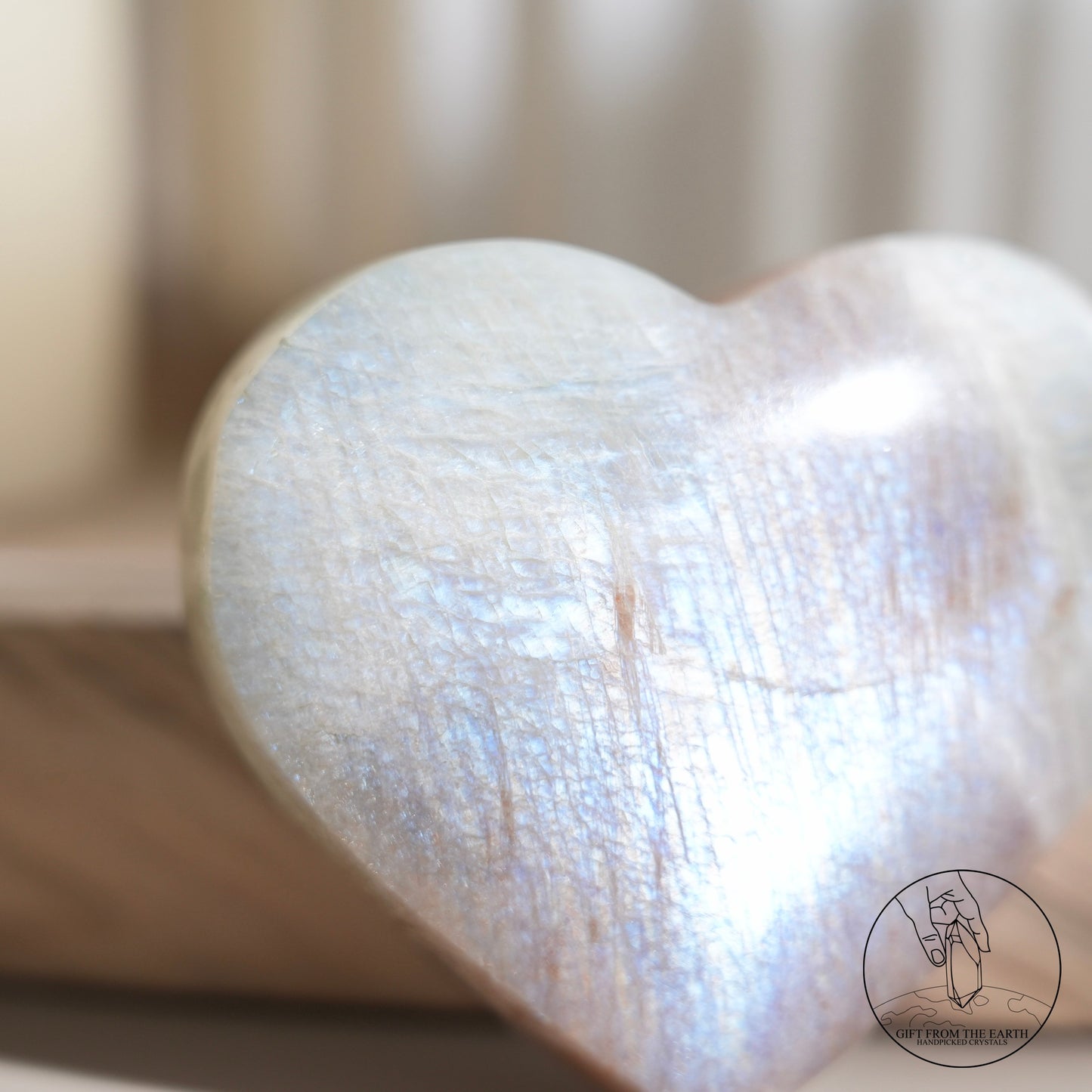 Sri Lankan green moonstone heart with sunstone