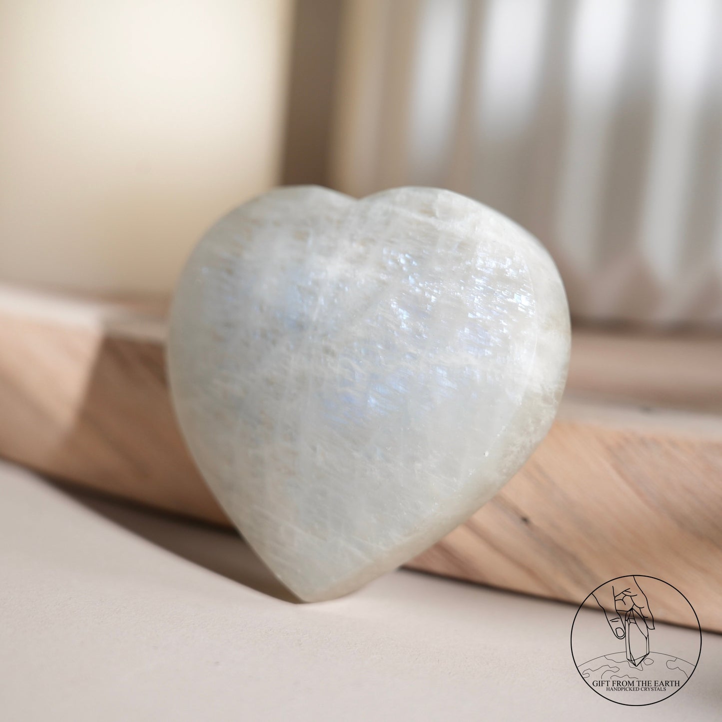 Sri Lankan green moonstone heart