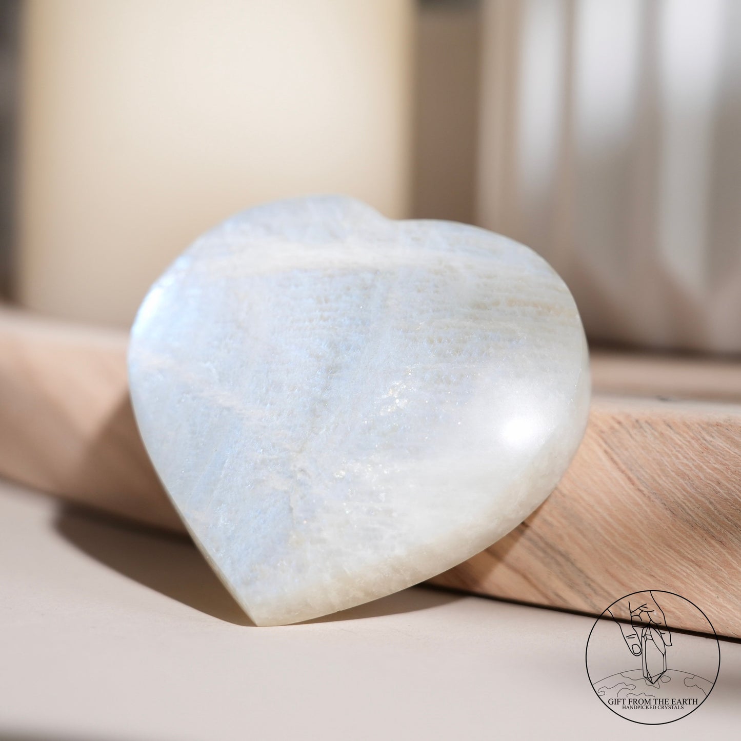 Sri Lankan green moonstone heart