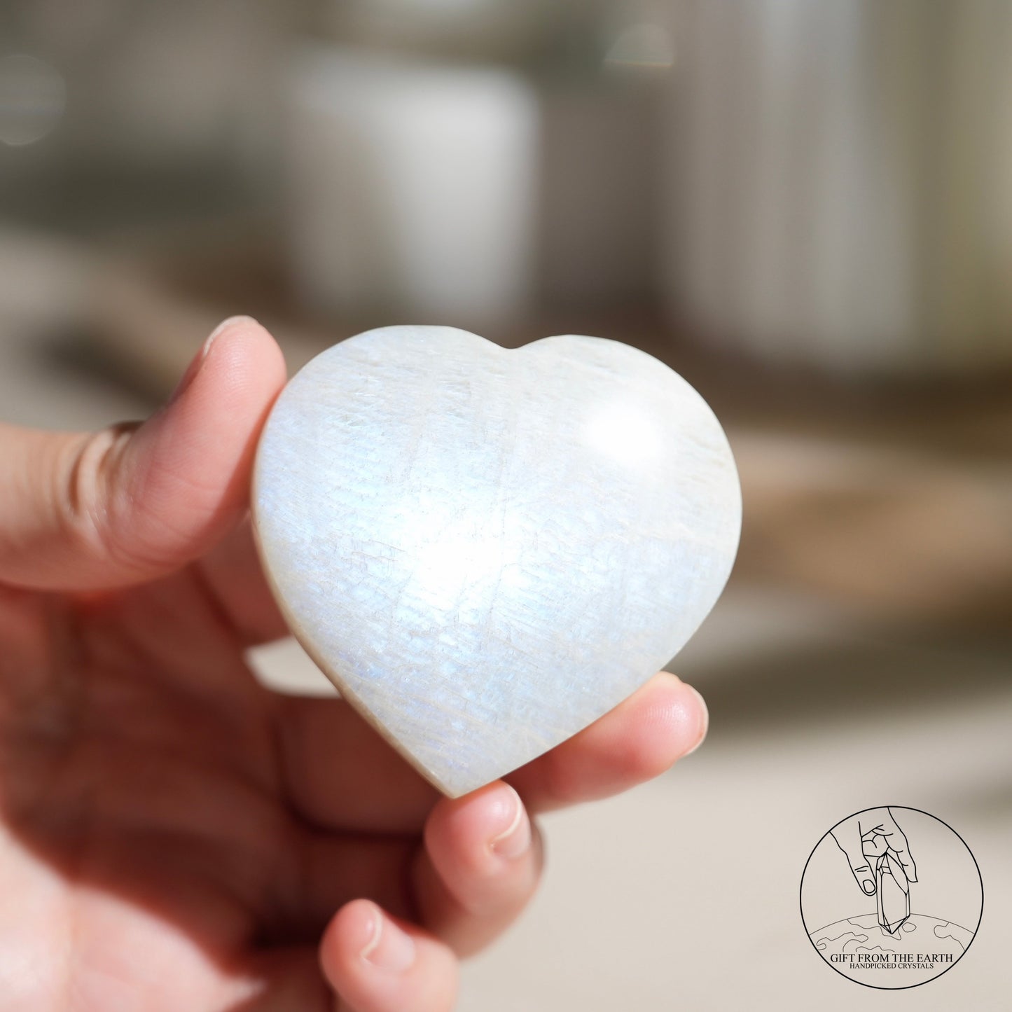 Sri Lankan green moonstone heart