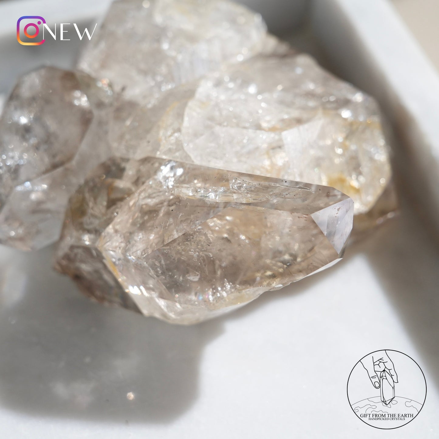 Herkimer diamond with golden healer