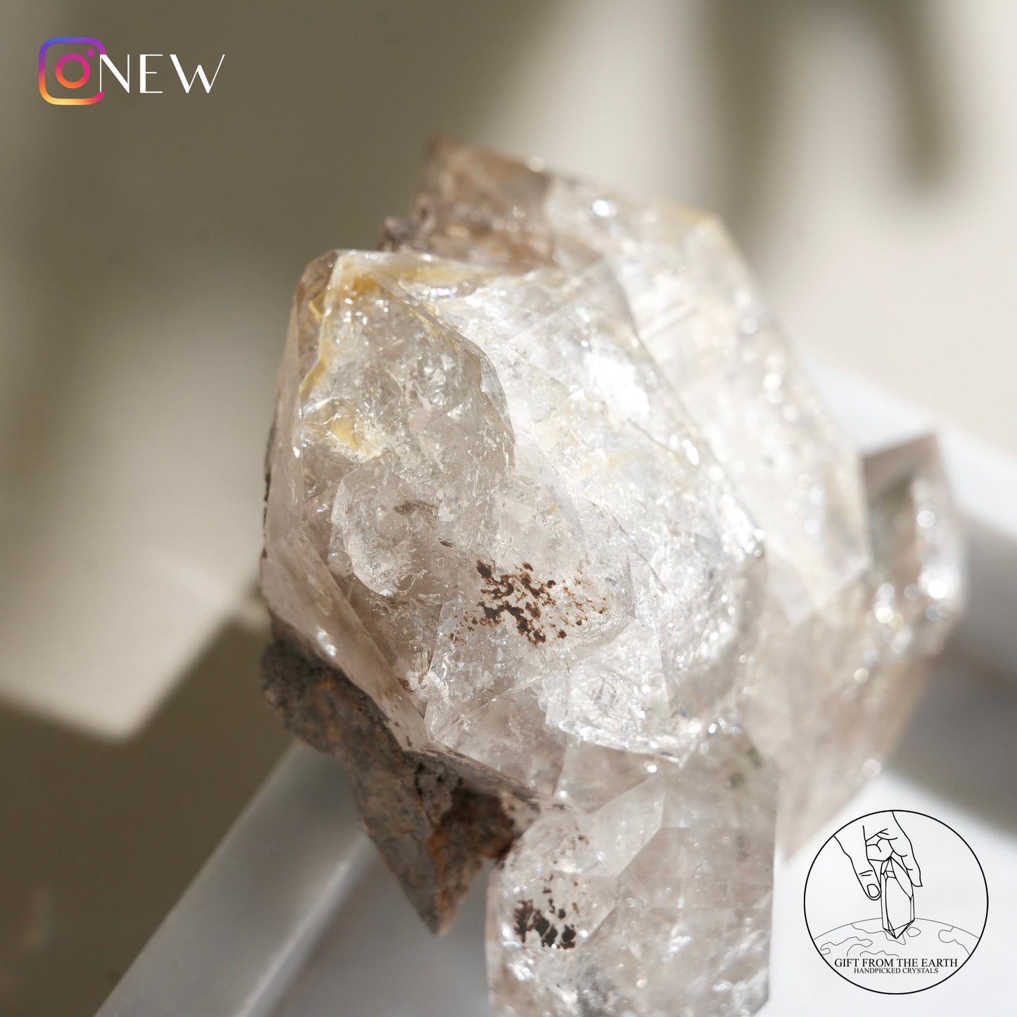 Herkimer diamond with golden healer