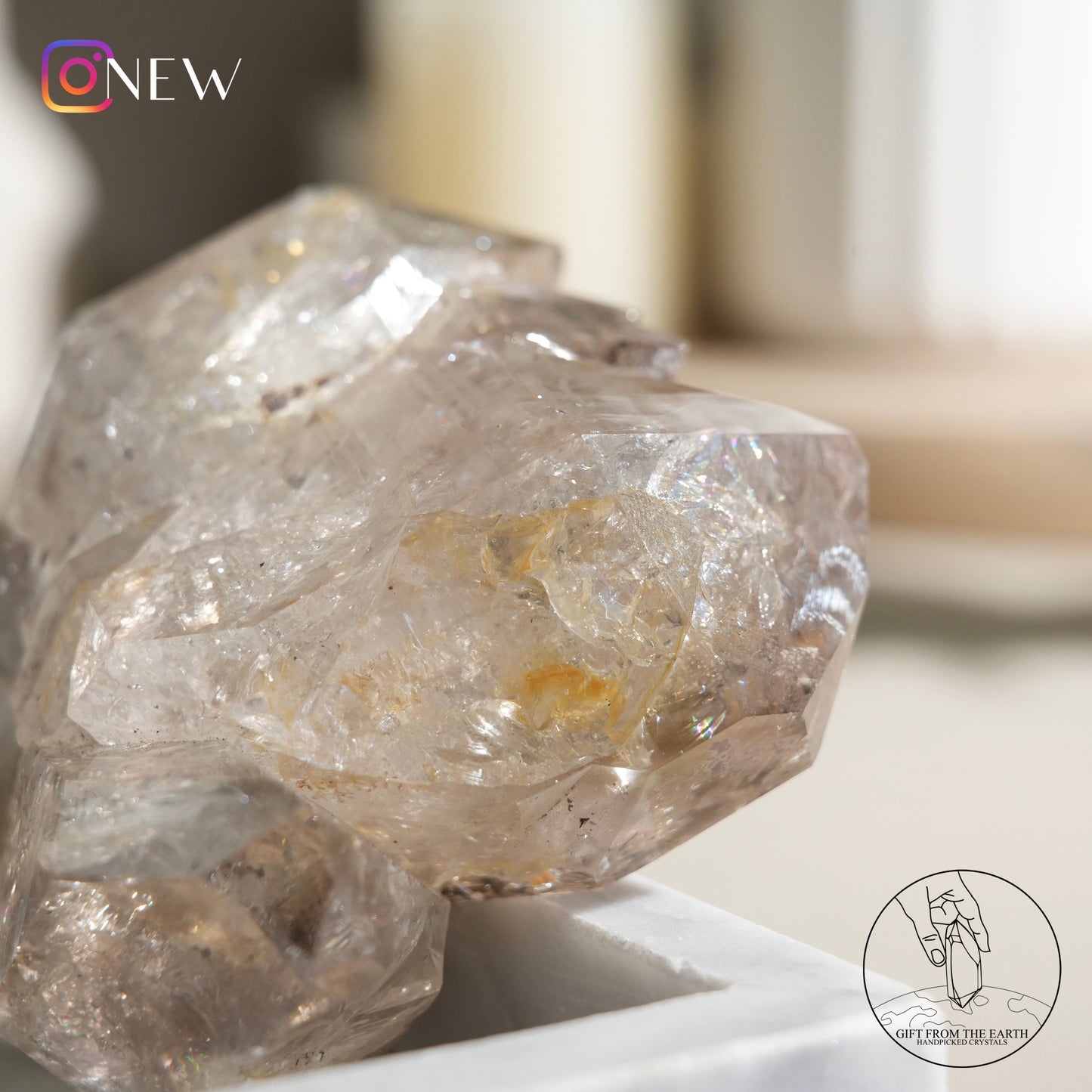 Herkimer diamond with golden healer