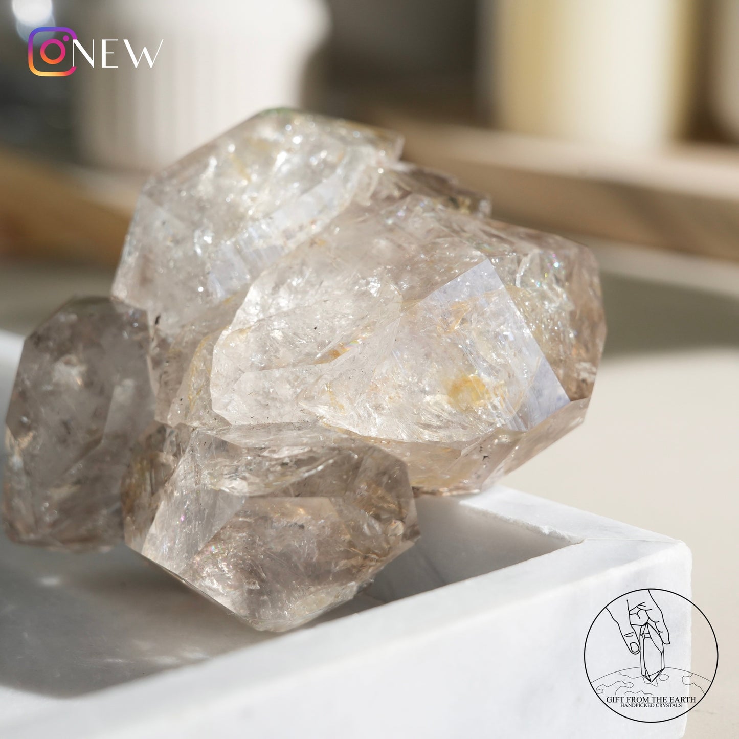 Herkimer diamond with golden healer