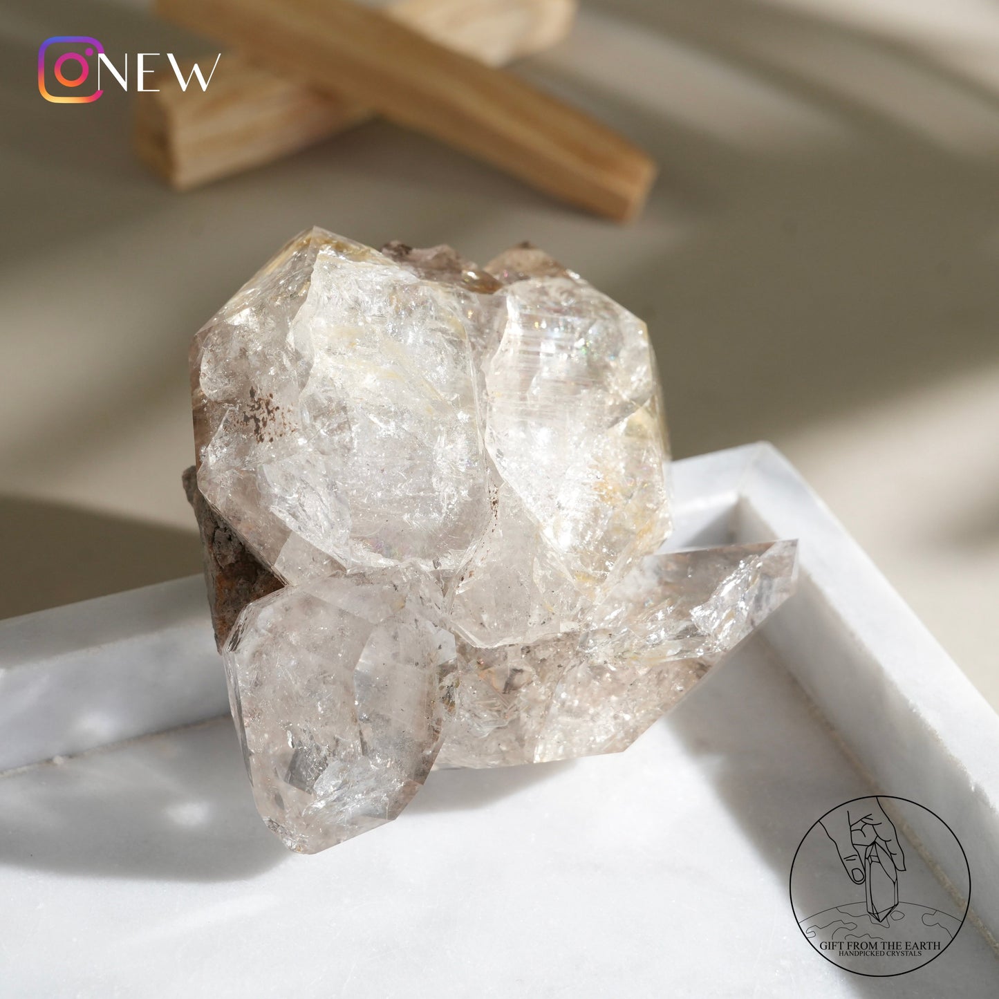 Herkimer diamond with golden healer