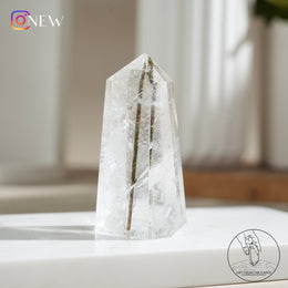 綠碧璽白水晶柱