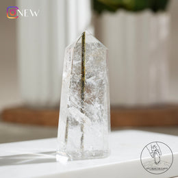 綠碧璽白水晶柱