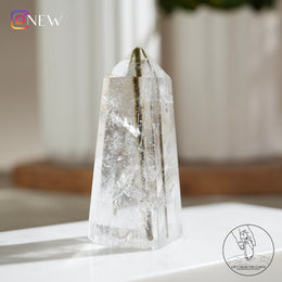 綠碧璽白水晶柱