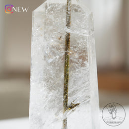 綠碧璽白水晶柱