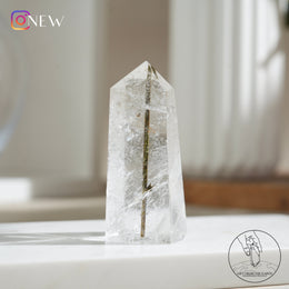 綠碧璽白水晶柱