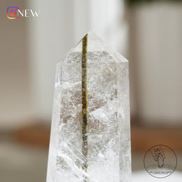 綠碧璽白水晶柱