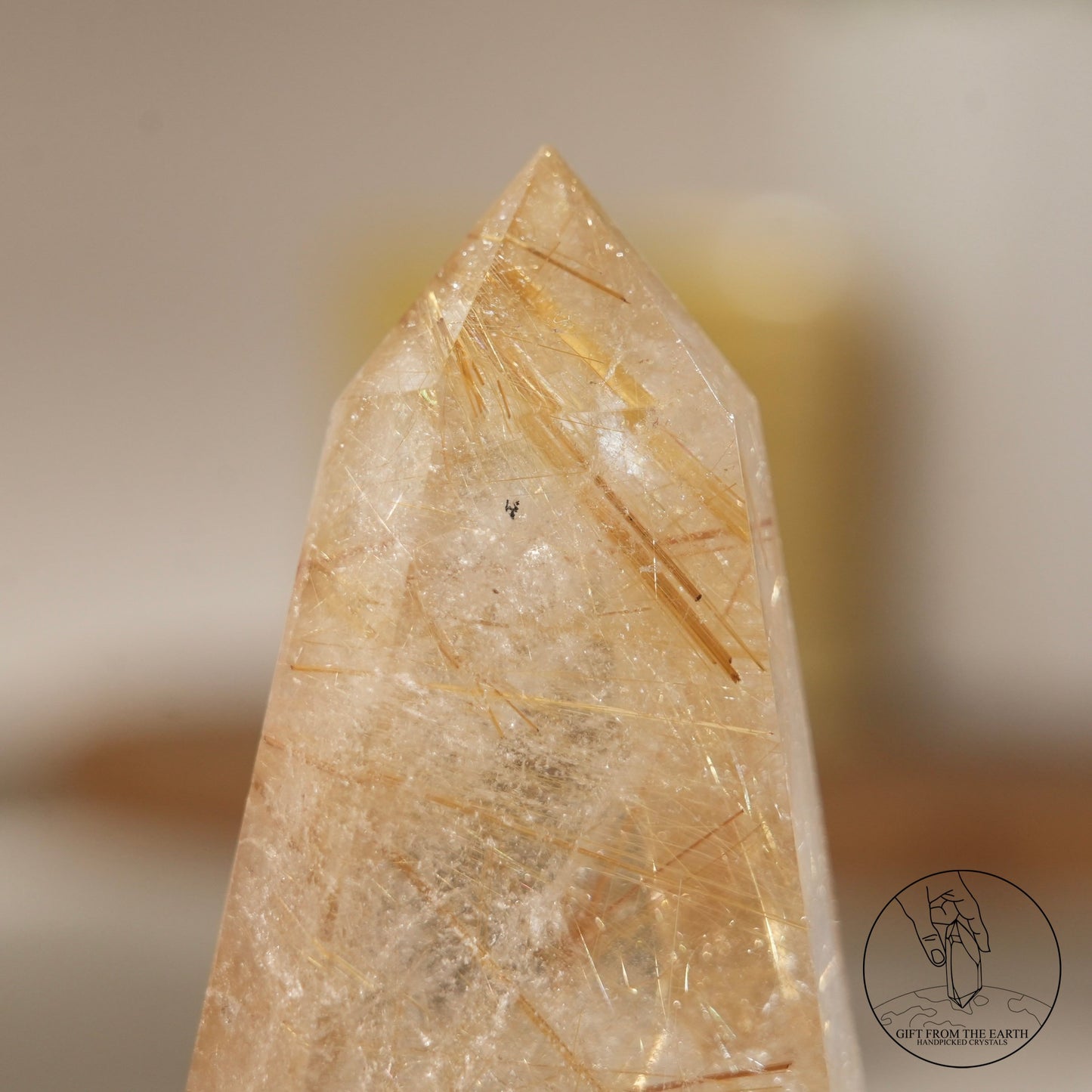 Golden rutilated quartz point