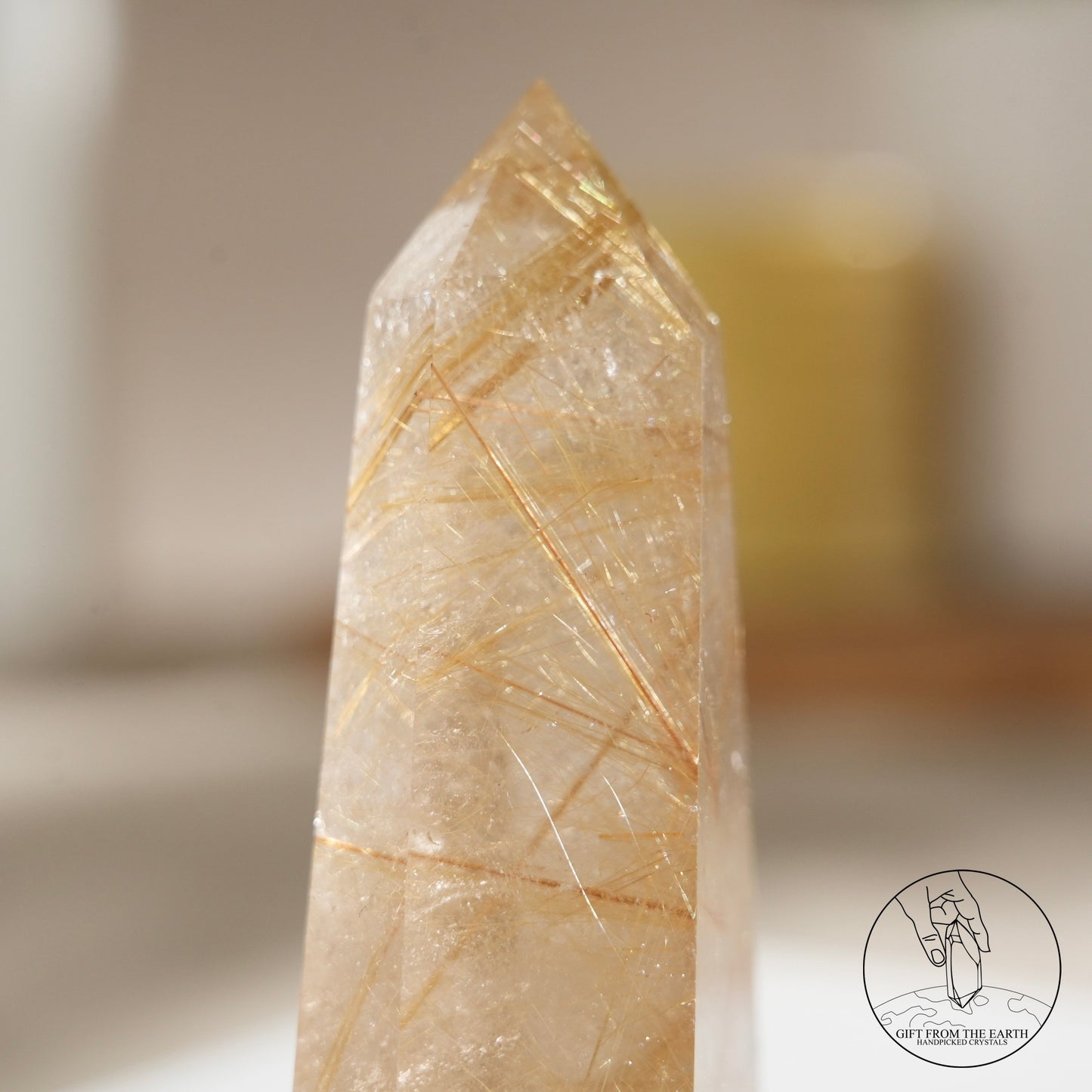 Golden rutilated quartz point