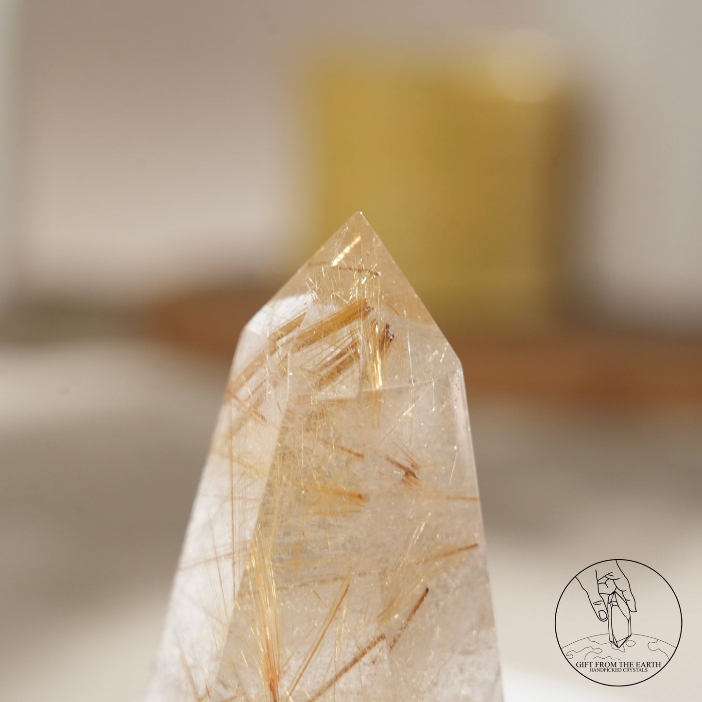 Golden rutilated quartz point