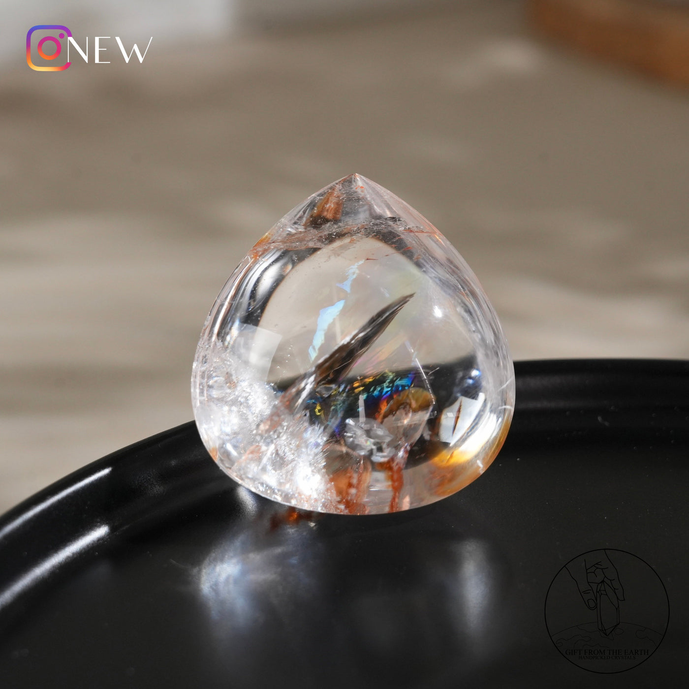 彩虹白水晶水滴火晶、黃金療癒者共生