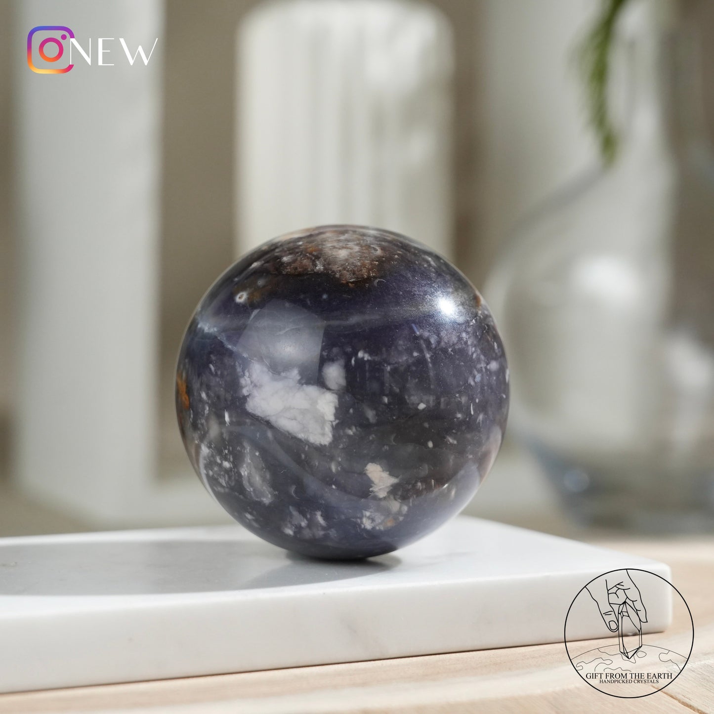 Blue petrified wood sphere