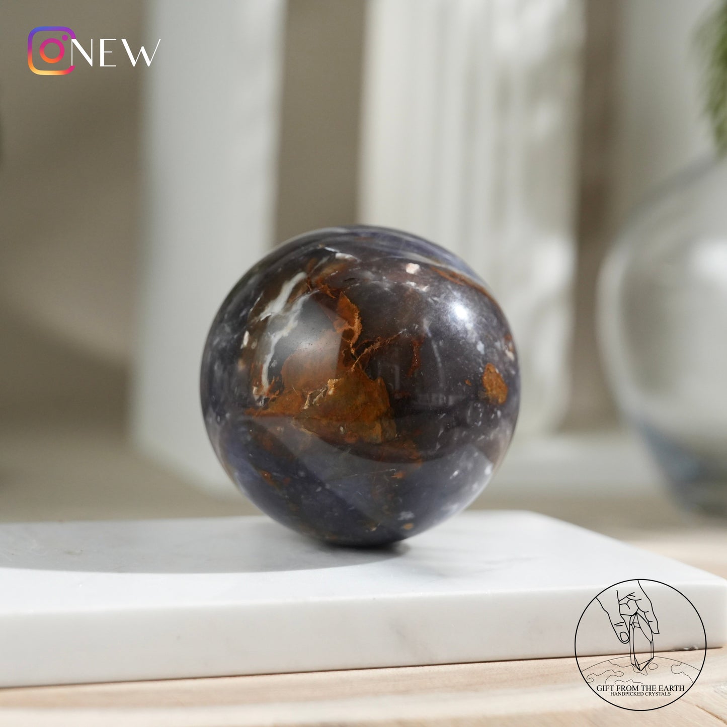 Blue petrified wood sphere