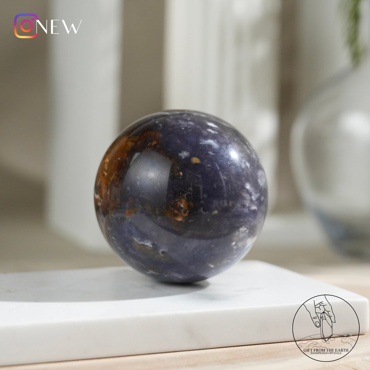 Blue petrified wood sphere