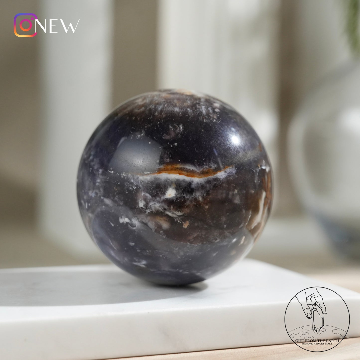 Blue petrified wood sphere