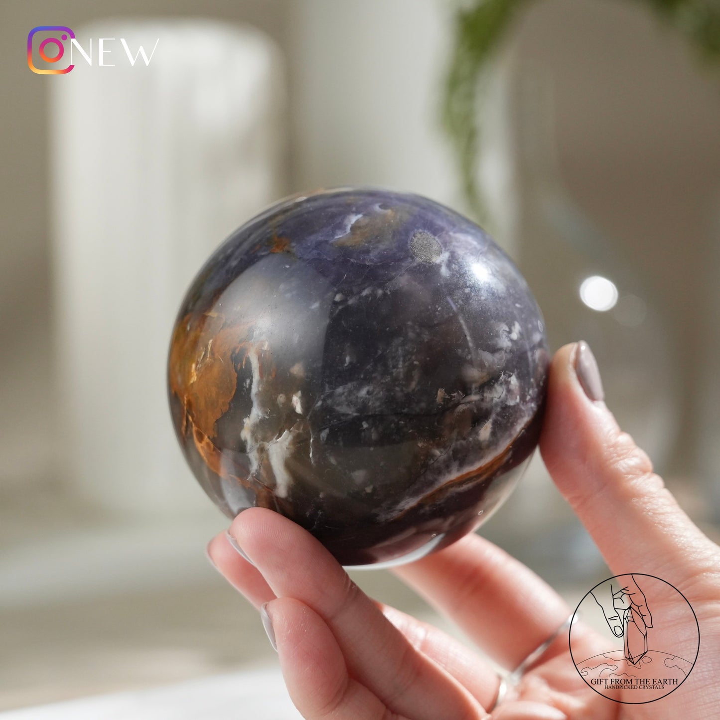 Blue petrified wood sphere