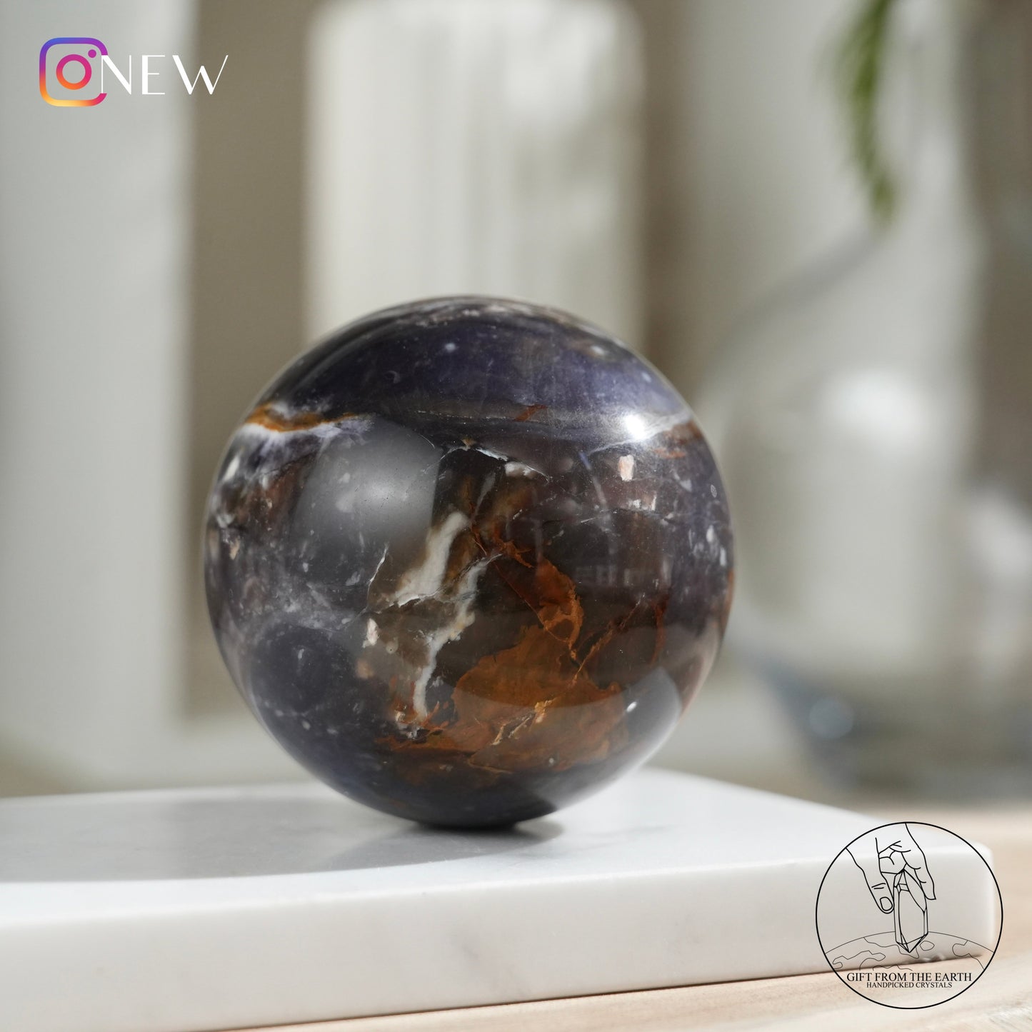 Blue petrified wood sphere