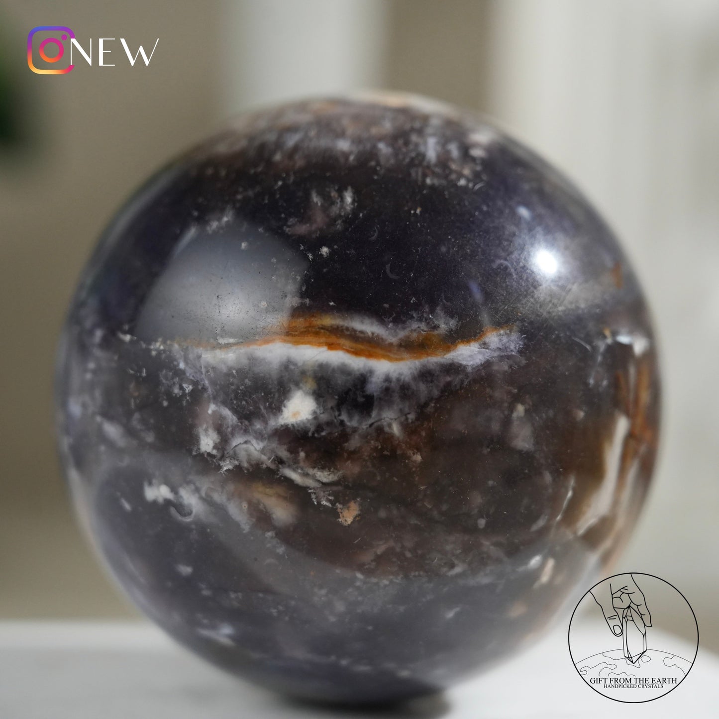 Blue petrified wood sphere