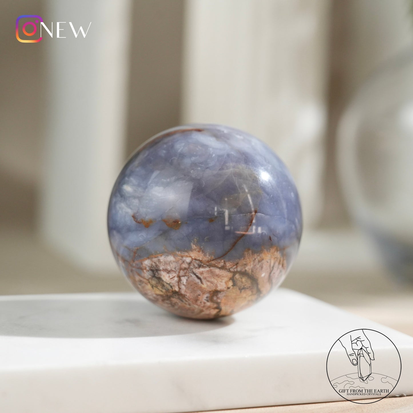 Blue petrified wood sphere