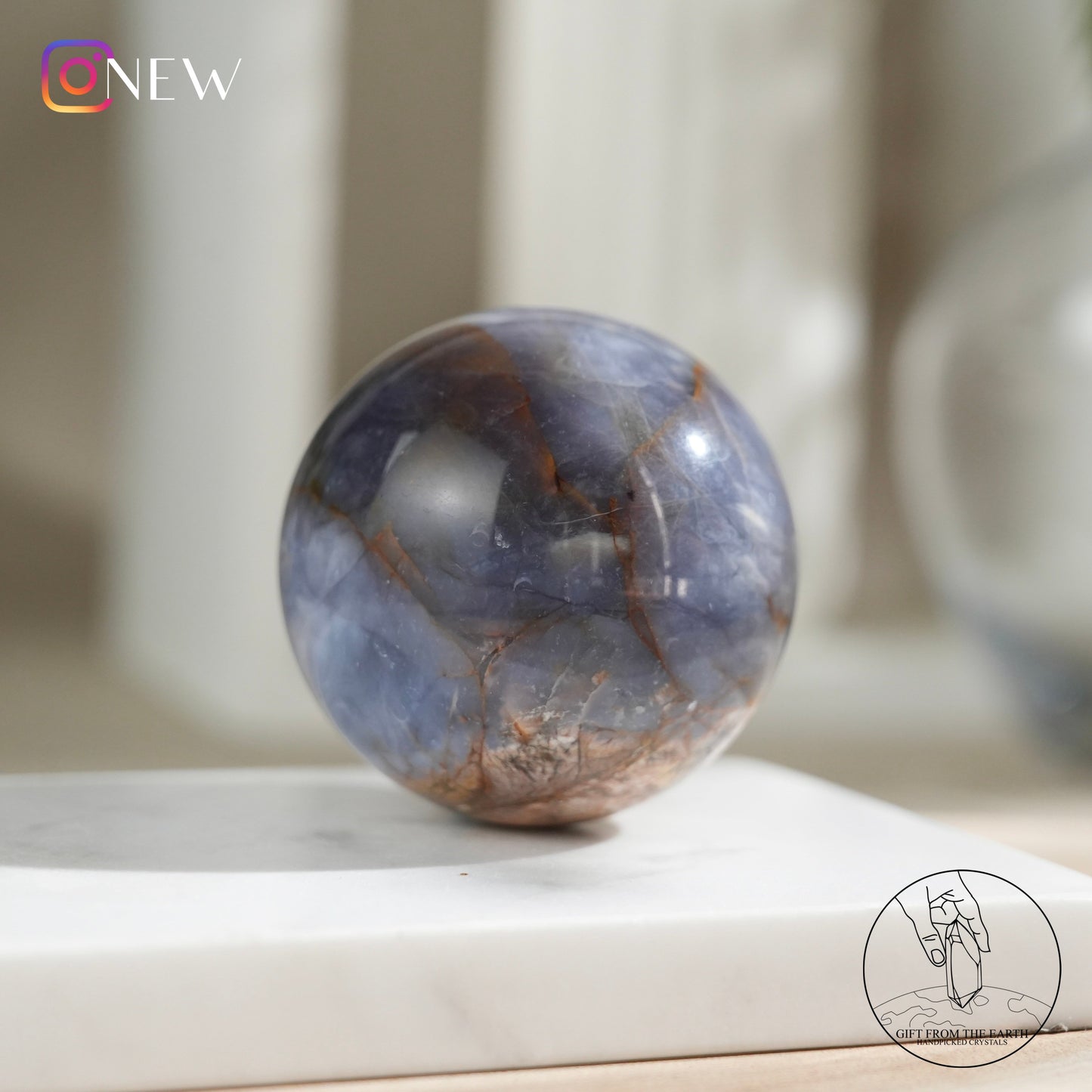 Blue petrified wood sphere