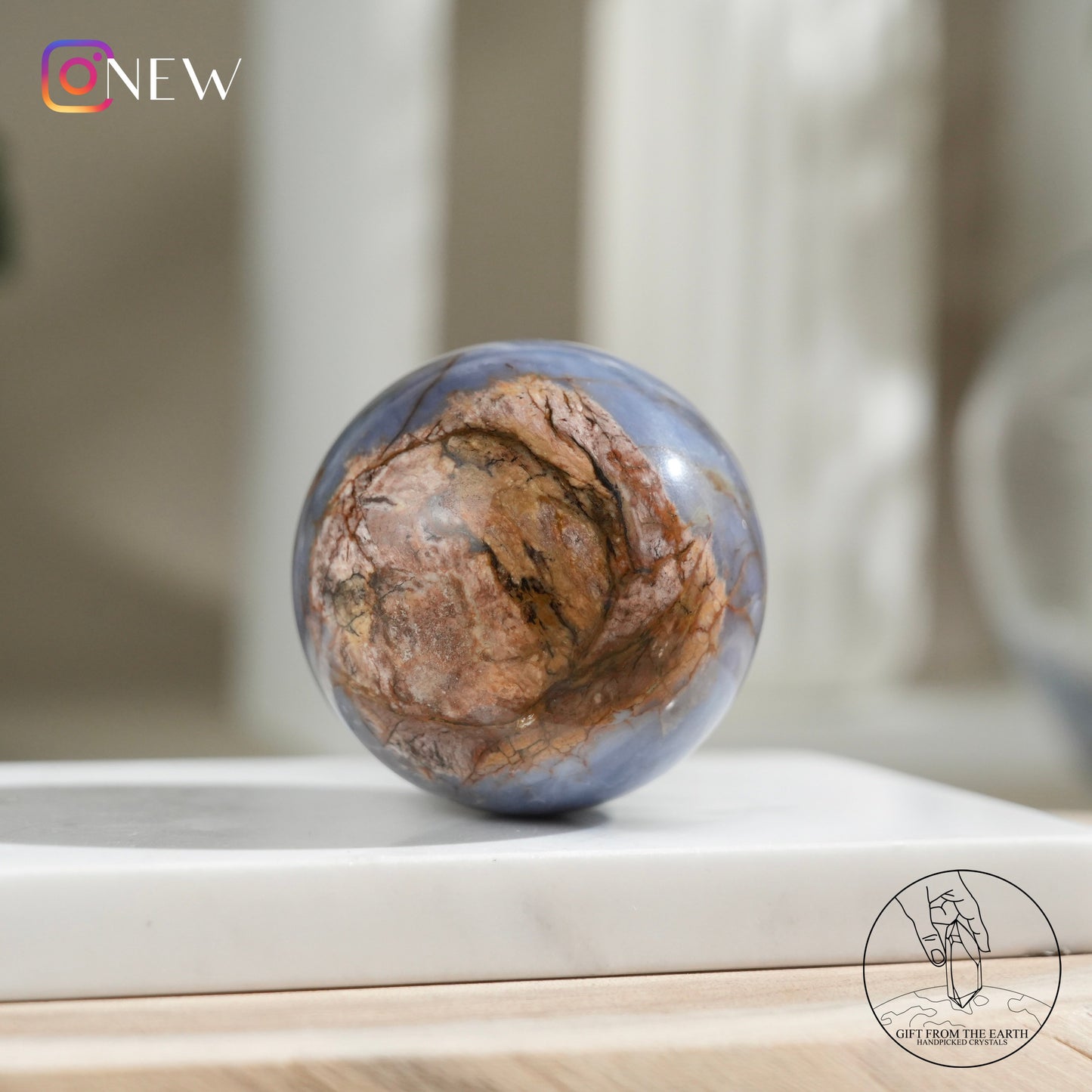 Blue petrified wood sphere