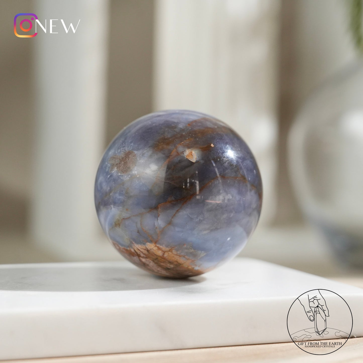 Blue petrified wood sphere