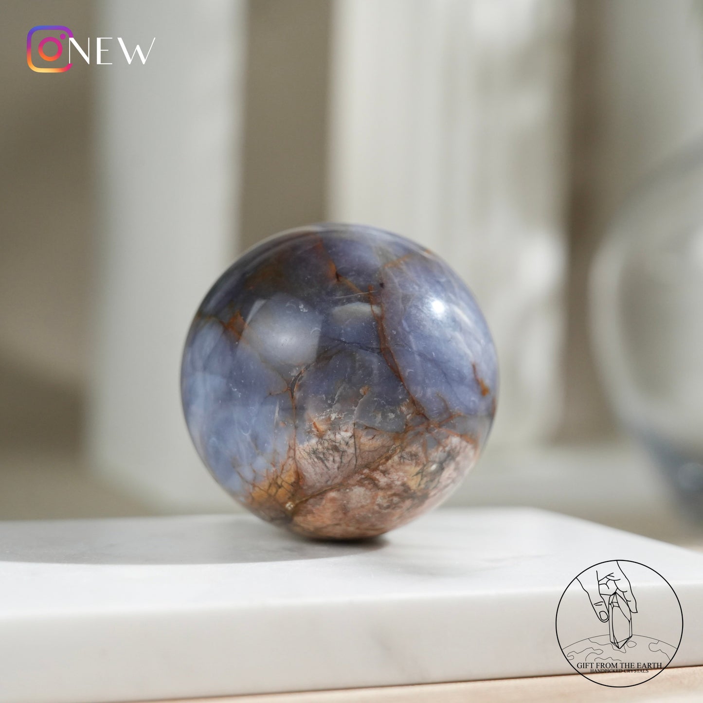 Blue petrified wood sphere