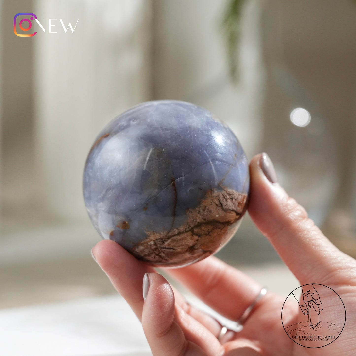 Blue petrified wood sphere